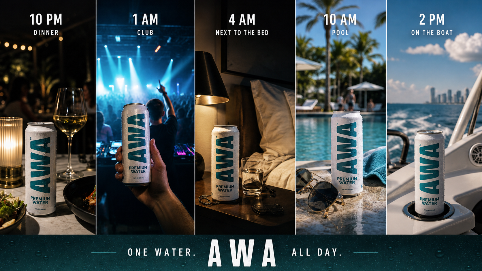 AWA Premium Water from dinner and nightlife to the pool and boat